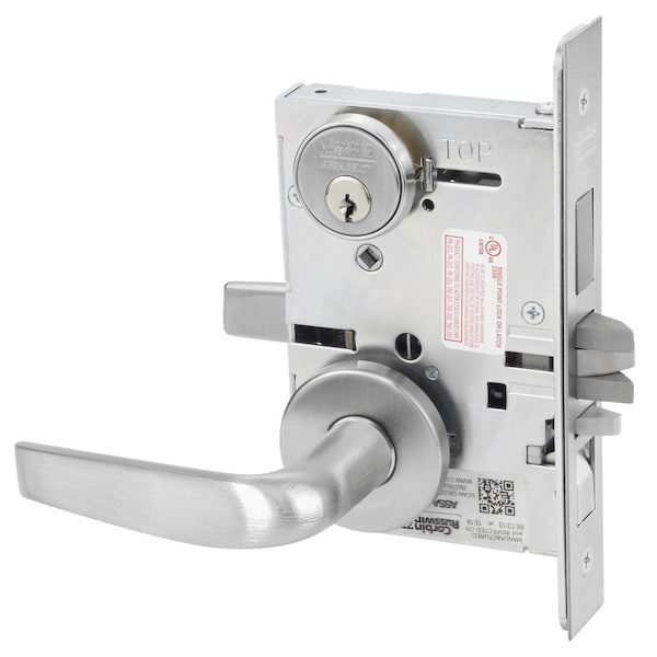 Apartment or Dormitory Mortise Lock, CS Lever, A Rose, Satin Chrome